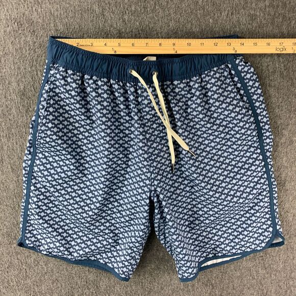 Fair Harbor Swim Trunks Mens Medium Blue Geometric Drawstring Lined 2 In 1 - Picture 7 of 13